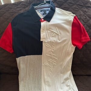 Tommy Hilfiger Men's Polo Shirt - Black, Red, and White